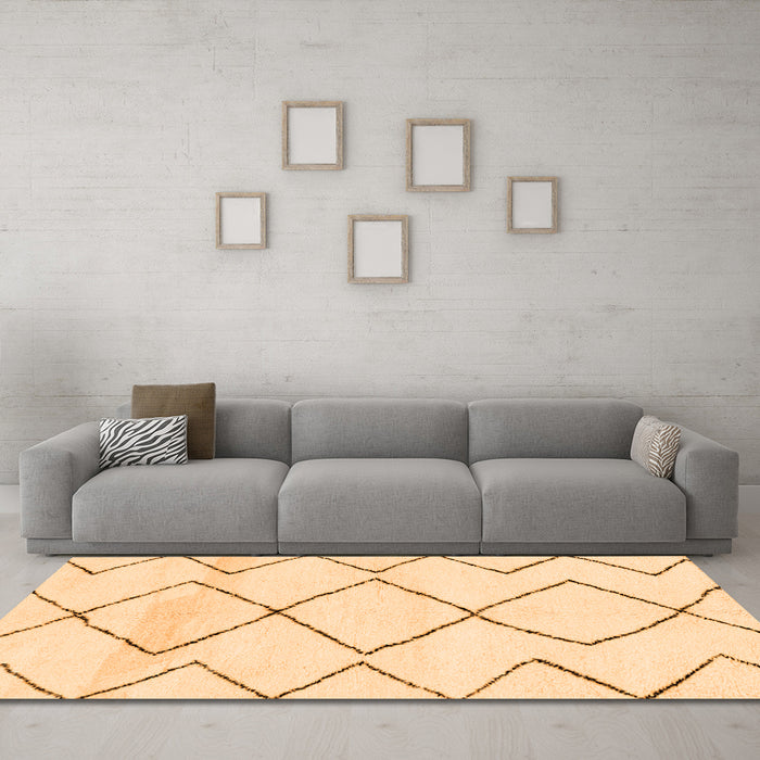 Machine Washable Solid Orange Modern Area Rugs in a Living Room, wshabs2933org