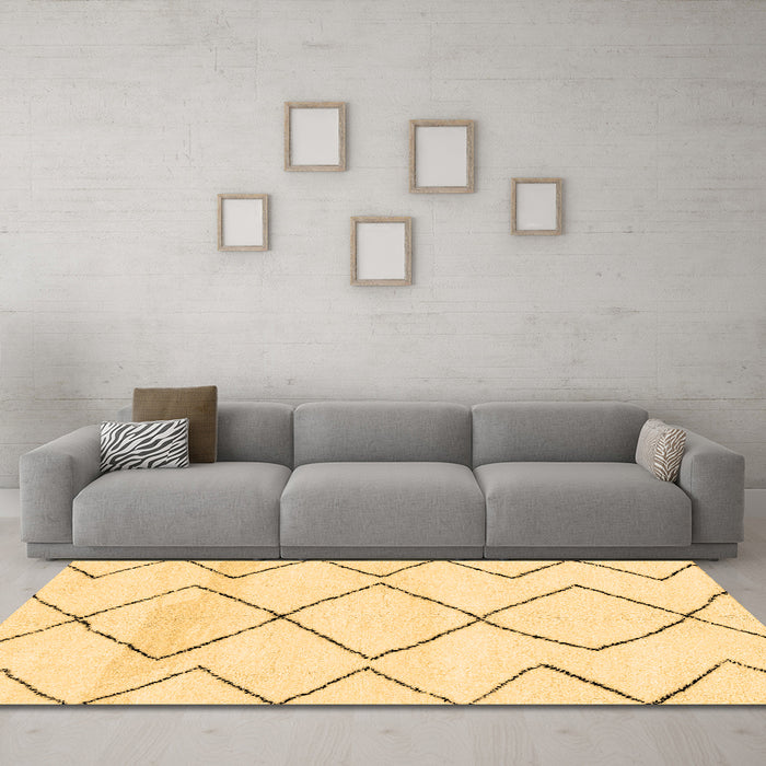 Machine Washable Solid Brown Modern Rug in a Living Room,, wshabs2933brn