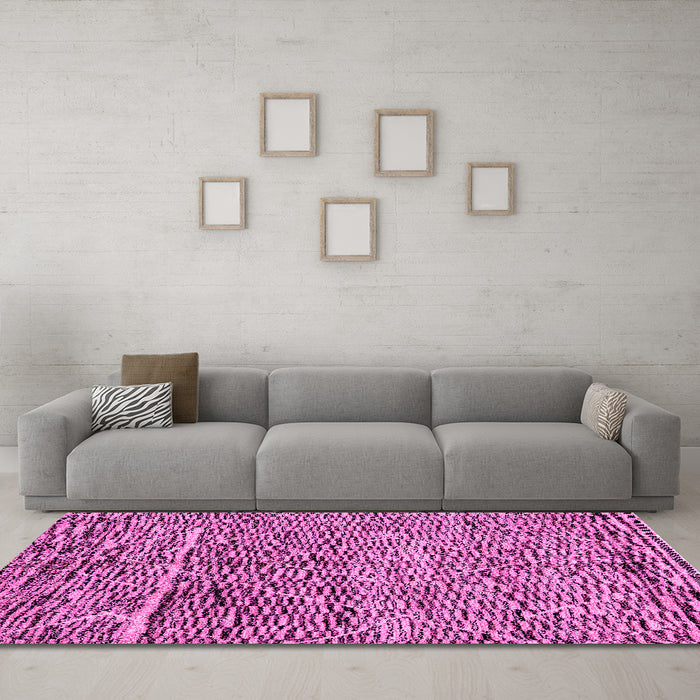 Machine Washable Solid Pink Modern Rug in a Living Room, wshabs2934pnk
