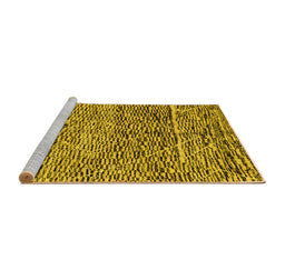 Sideview of Machine Washable Solid Yellow Modern Rug, wshabs2934yw
