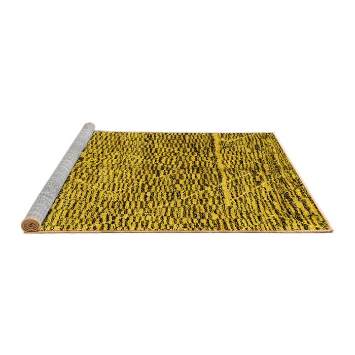 Sideview of Machine Washable Solid Yellow Modern Rug, wshabs2934yw
