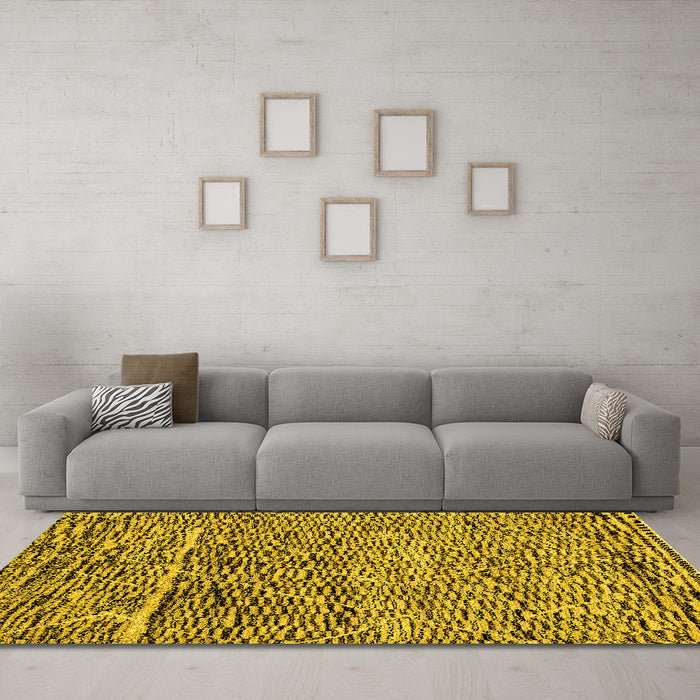 Machine Washable Solid Yellow Modern Rug in a Living Room, wshabs2934yw