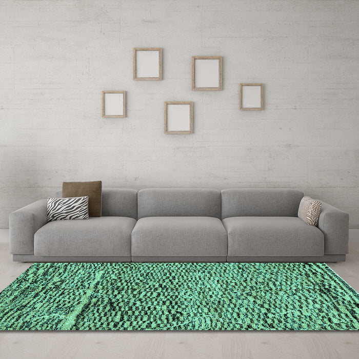 Machine Washable Solid Turquoise Modern Area Rugs in a Living Room,, wshabs2934turq