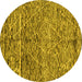 Round Machine Washable Solid Yellow Modern Rug, wshabs2934yw