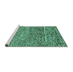 Sideview of Machine Washable Solid Turquoise Modern Area Rugs, wshabs2934turq