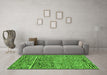 Machine Washable Solid Green Modern Area Rugs in a Living Room,, wshabs2934grn