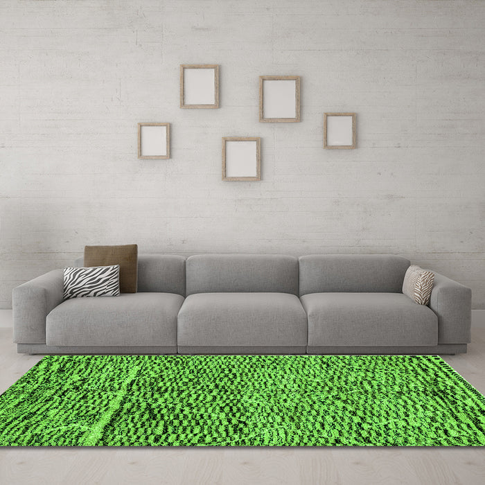 Machine Washable Solid Green Modern Area Rugs in a Living Room,, wshabs2934grn