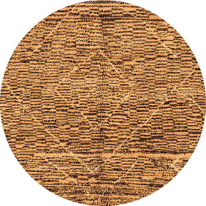 Round Machine Washable Solid Orange Modern Area Rugs, wshabs2934org