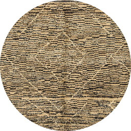 Round Abstract Reddish Brown Solid Rug, abs2934