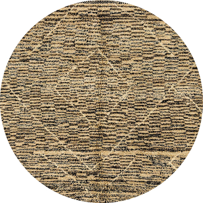Round Abstract Reddish Brown Solid Rug, abs2934