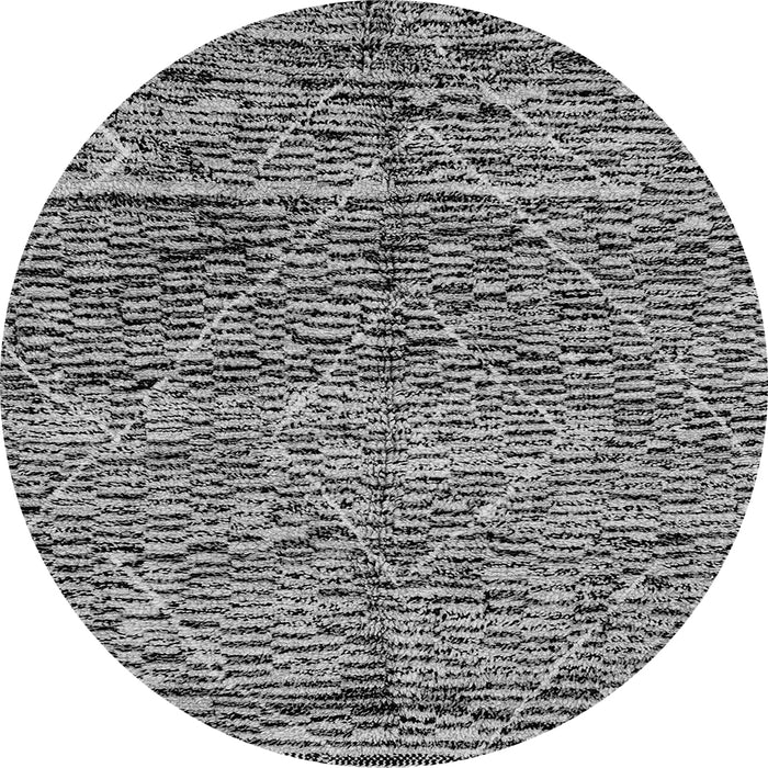 Round Machine Washable Solid Gray Modern Rug, wshabs2934gry