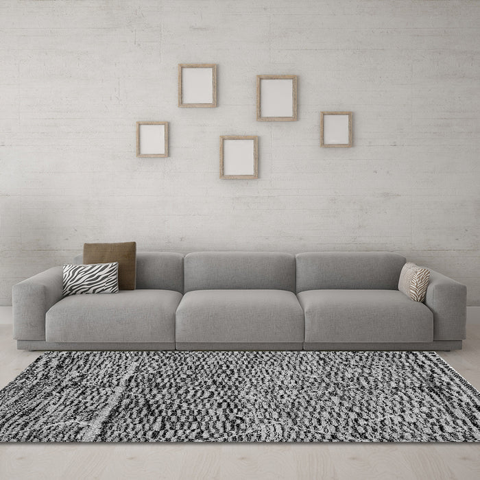 Machine Washable Solid Gray Modern Rug in a Living Room,, wshabs2934gry