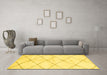 Machine Washable Solid Yellow Modern Rug in a Living Room, wshabs2935yw