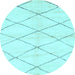 Round Machine Washable Solid Light Blue Modern Rug, wshabs2935lblu