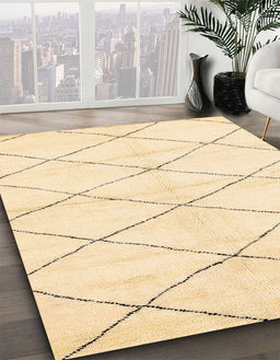 Abstract Khaki Gold Solid Rug in Family Room, abs2935