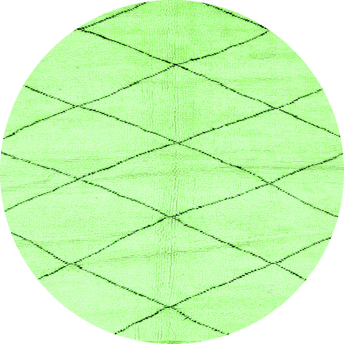 Round Machine Washable Solid Green Modern Area Rugs, wshabs2935grn