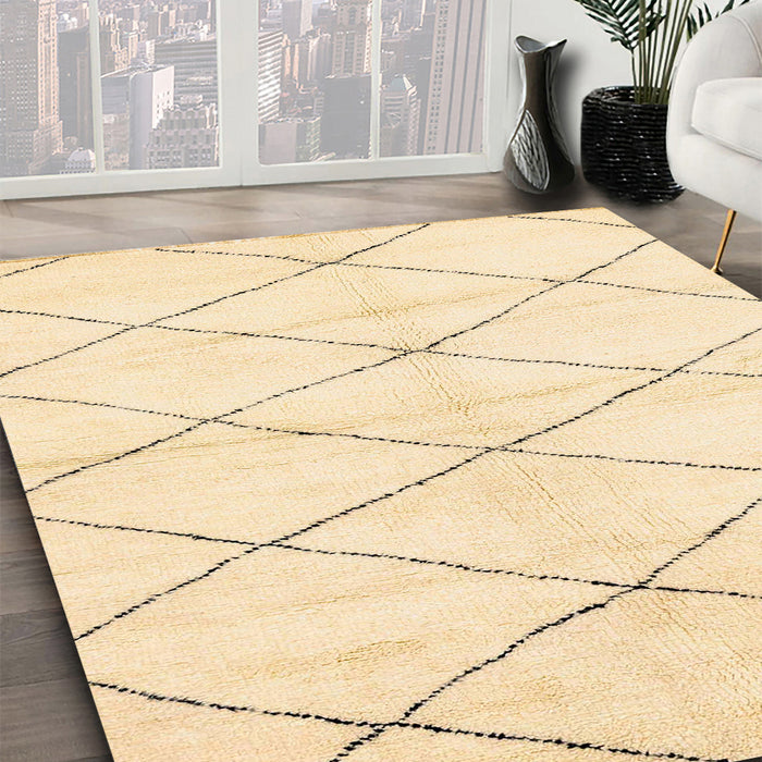 Abstract Khaki Gold Solid Rug in Family Room, abs2935