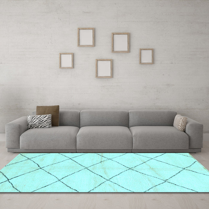 Machine Washable Solid Light Blue Modern Rug in a Living Room, wshabs2935lblu