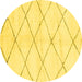 Round Machine Washable Solid Yellow Modern Rug, wshabs2935yw