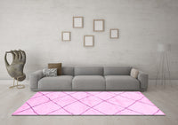 Machine Washable Solid Pink Modern Rug, wshabs2935pnk