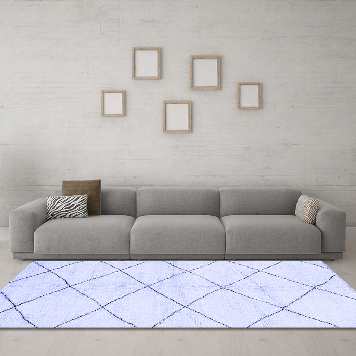 Machine Washable Solid Blue Modern Rug in a Living Room, wshabs2935blu