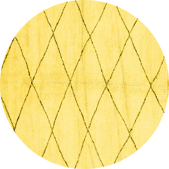 Round Solid Yellow Modern Rug, abs2935yw
