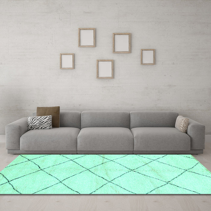 Machine Washable Solid Turquoise Modern Area Rugs in a Living Room,, wshabs2935turq