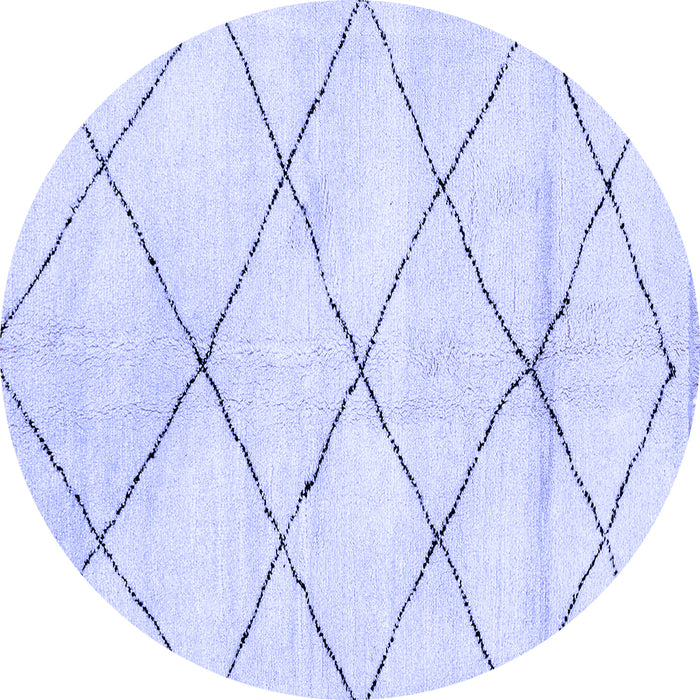 Round Machine Washable Solid Blue Modern Rug, wshabs2936blu