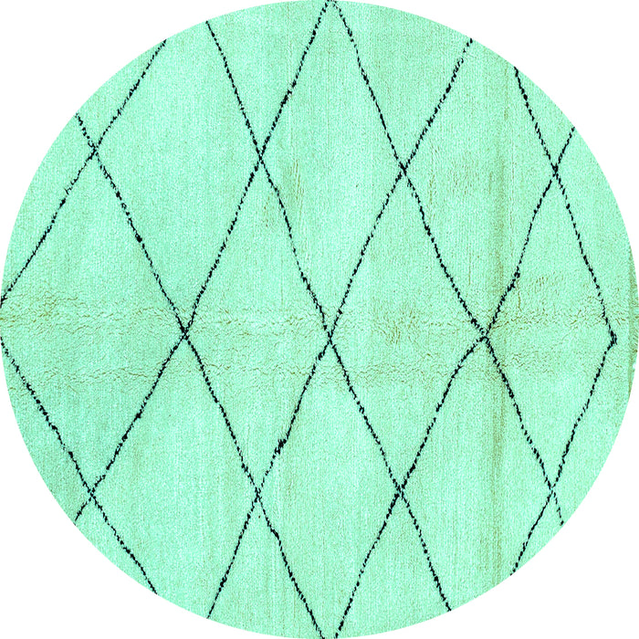 Round Machine Washable Solid Turquoise Modern Area Rugs, wshabs2936turq