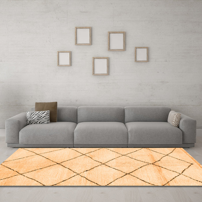 Machine Washable Solid Orange Modern Area Rugs in a Living Room, wshabs2936org