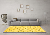 Machine Washable Solid Yellow Modern Rug, wshabs2936yw