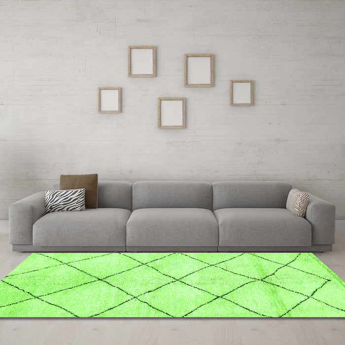 Machine Washable Solid Green Modern Area Rugs in a Living Room,, wshabs2936grn