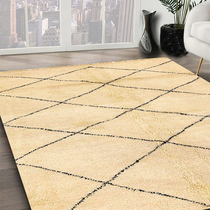 Abstract Sun Yellow Solid Rug in Family Room, abs2936