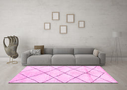 Machine Washable Solid Pink Modern Rug in a Living Room, wshabs2936pnk
