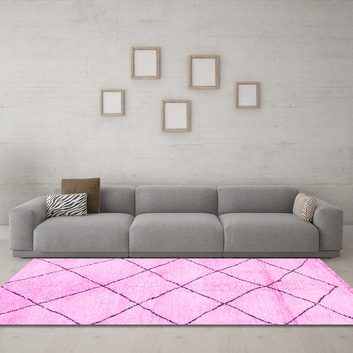Machine Washable Solid Pink Modern Rug in a Living Room, wshabs2936pnk