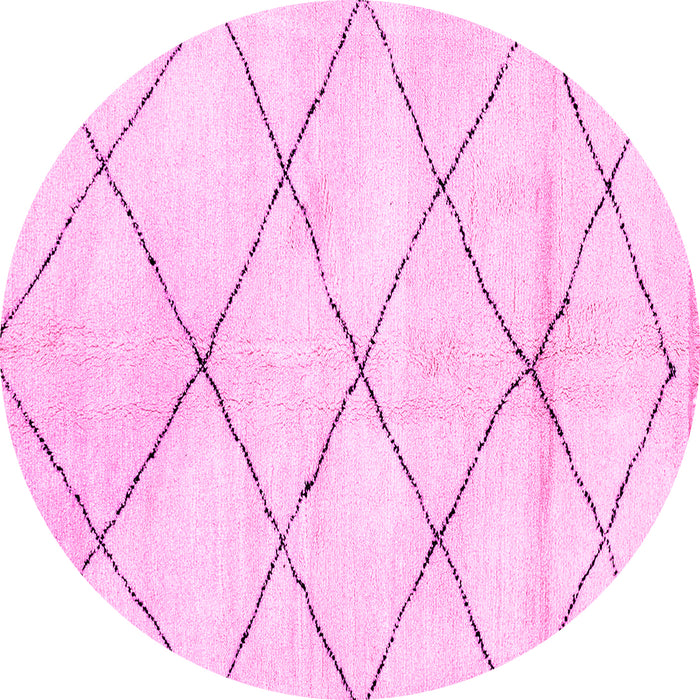 Round Machine Washable Solid Pink Modern Rug, wshabs2936pnk