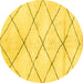 Round Solid Yellow Modern Rug, abs2936yw