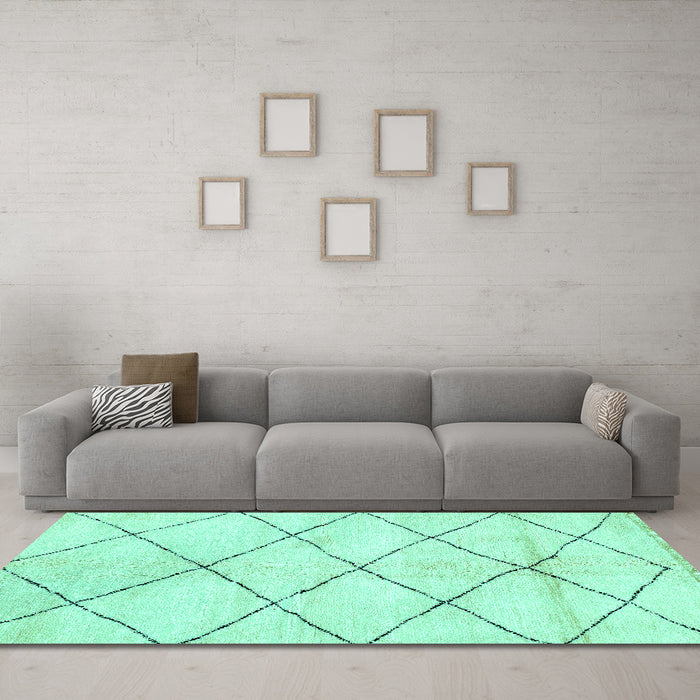 Machine Washable Solid Turquoise Modern Area Rugs in a Living Room,, wshabs2936turq