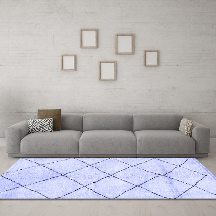 Machine Washable Solid Blue Modern Rug in a Living Room, wshabs2936blu