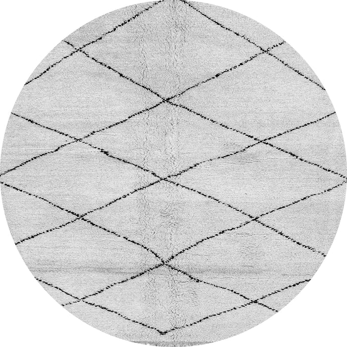 Round Machine Washable Solid Gray Modern Rug, wshabs2936gry