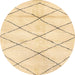 Round Abstract Sun Yellow Solid Rug, abs2936