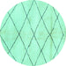 Round Solid Turquoise Modern Rug, abs2936turq