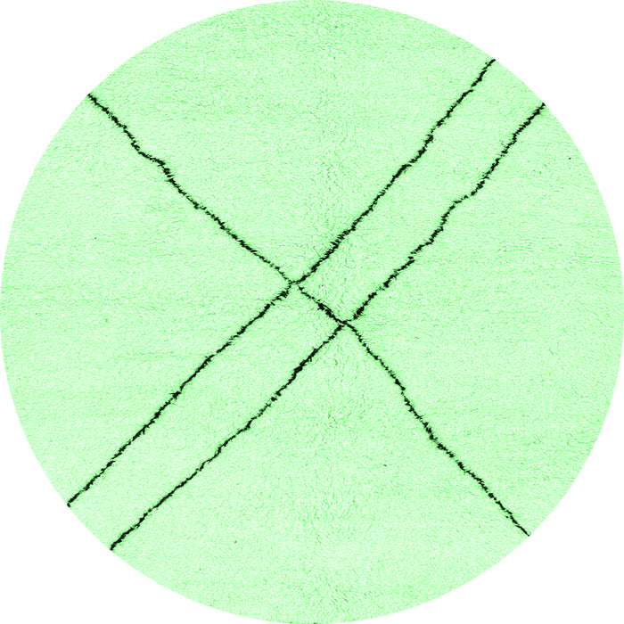 Round Machine Washable Solid Emerald Green Modern Area Rugs, wshabs2937emgrn