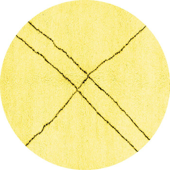 Round Solid Yellow Modern Rug, abs2937yw