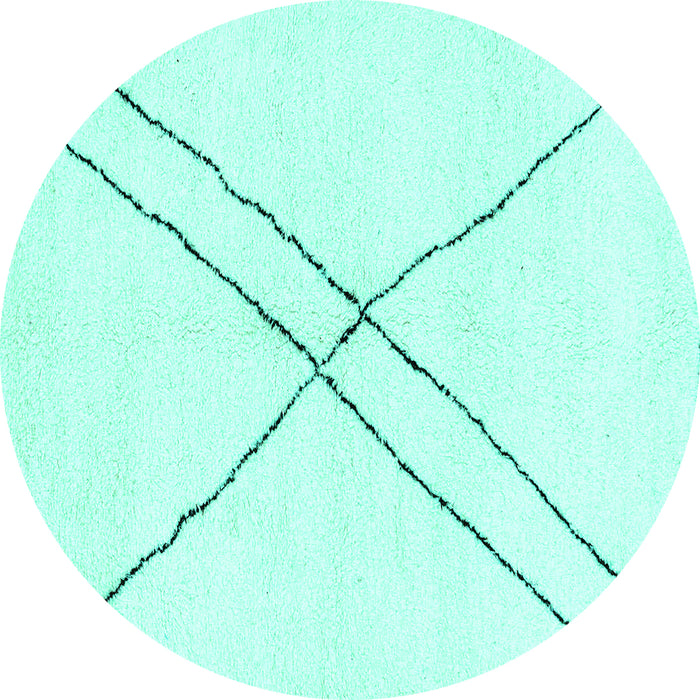 Round Solid Turquoise Modern Rug, abs2937turq
