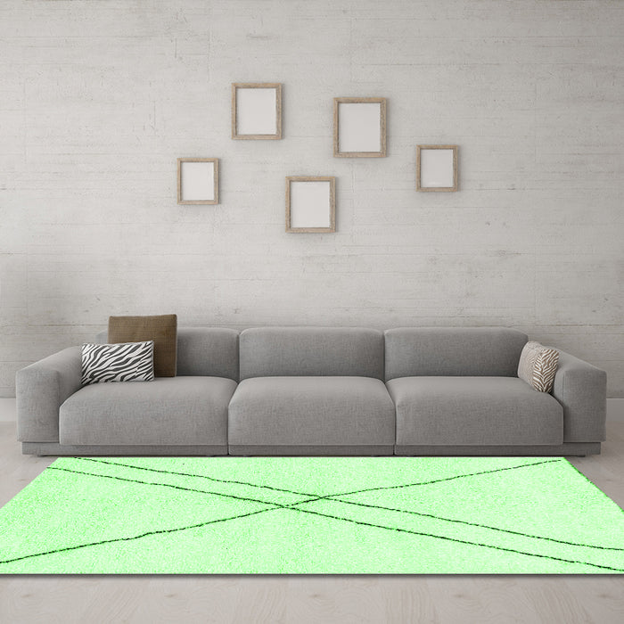 Machine Washable Solid Green Modern Area Rugs in a Living Room,, wshabs2937grn
