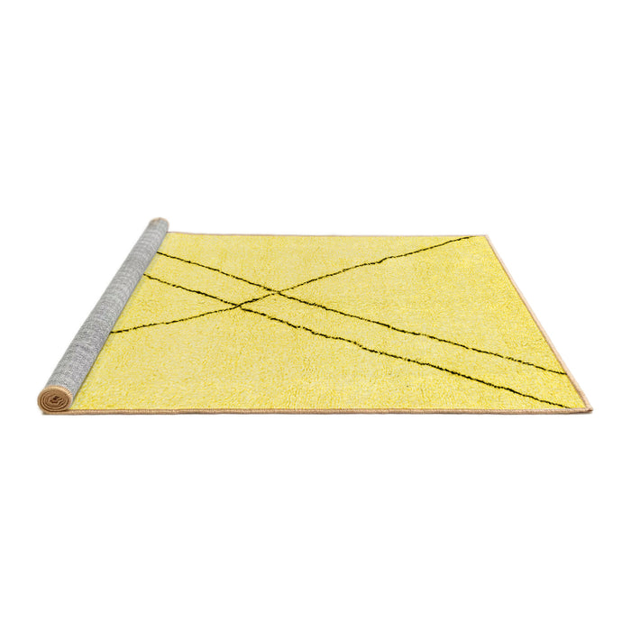 Sideview of Machine Washable Solid Yellow Modern Rug, wshabs2937yw