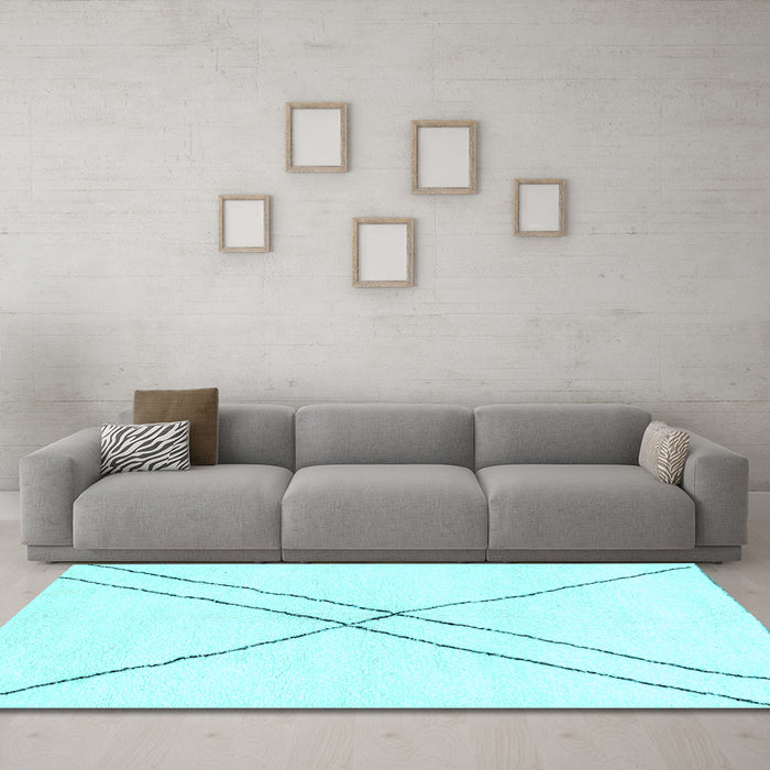 Machine Washable Solid Light Blue Modern Rug in a Living Room, wshabs2937lblu