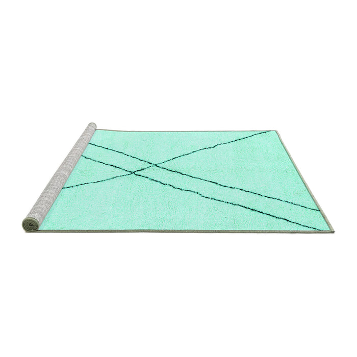 Sideview of Machine Washable Solid Turquoise Modern Area Rugs, wshabs2937turq