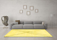 Machine Washable Solid Yellow Modern Rug, wshabs2937yw